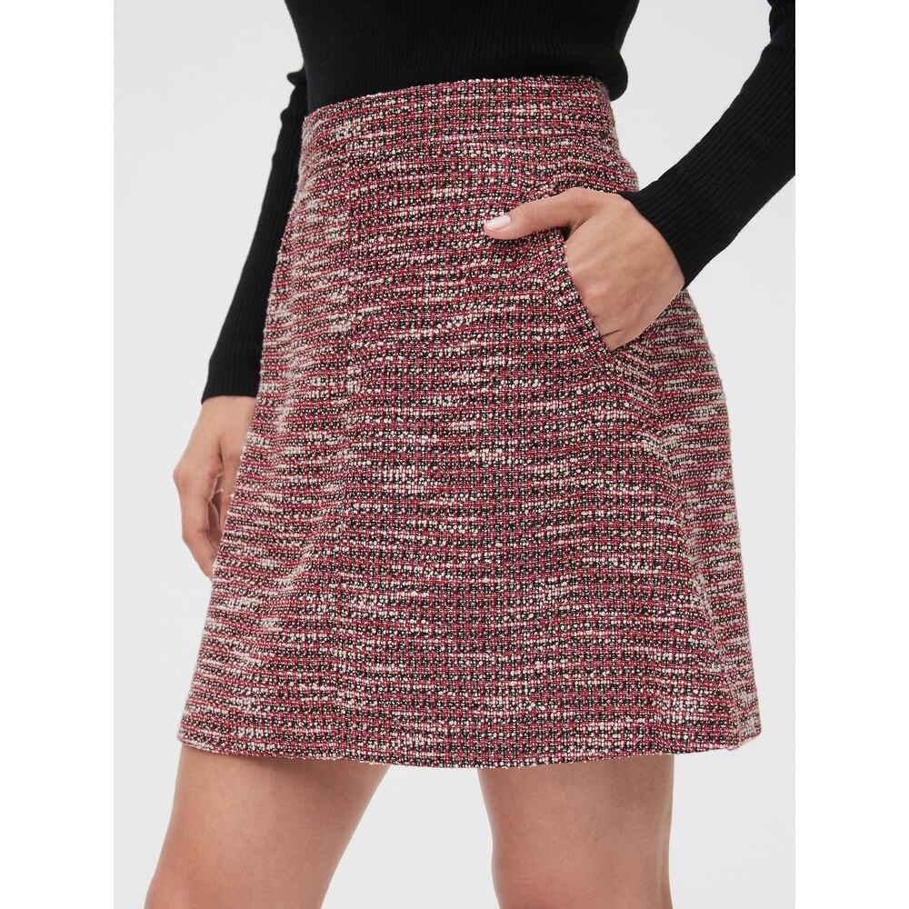 Gap Tweed Mini Skirt Womens 14 Red High Waisted A‎ Line